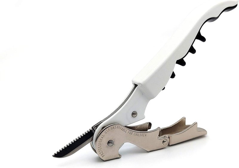Pulltap's Genuine Classic 500 LEFT-HANDED Waiter's Corkscrew – Double-Hinged Wine Key with Hinged Foil Cutter – Patented Design – Made in Spain – White (Blanco) - Image 1